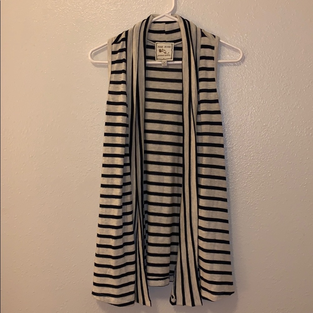 Pink Rose Black and Cream Striped Sweater/Cover